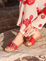 Linzi Red Tyla Flat Sandals With Buckle - Image 1 of 5