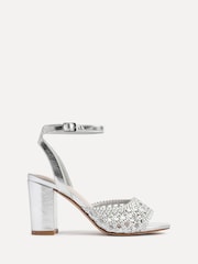 Linzi Silver Bridget Handwoven Block Heeled Sandals - Image 2 of 5