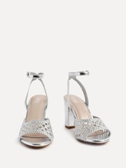 Linzi Silver Bridget Handwoven Block Heeled Sandals - Image 3 of 5