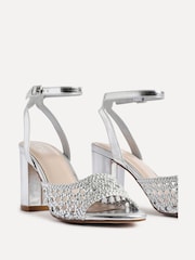 Linzi Silver Bridget Handwoven Block Heeled Sandals - Image 4 of 5