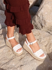 Linzi White Grazia Braided Wedge Sandals - Image 1 of 5