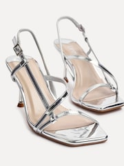 Linzi Silver Midnight Heeled Sandals With Straps - Image 6 of 6