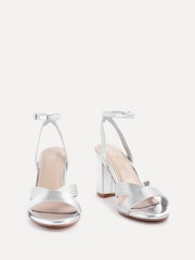 Linzi Silver City Block Heeled Sandals With Ribbed Front Strap - Image 3 of 5