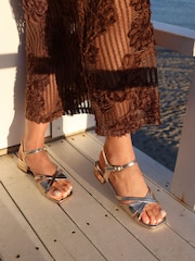 Linzi Gold Zenna Stappy Braided Low Heeled Sandals - Image 1 of 5