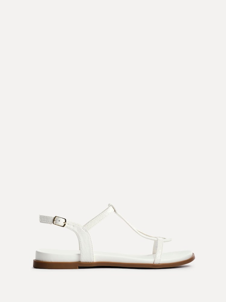 Linzi White Saylor Textured T-Bar Sandals - Image 2 of 5