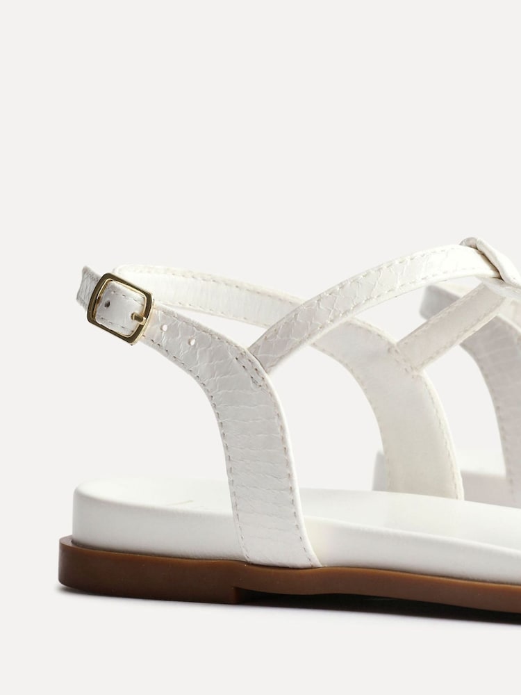 Linzi White Saylor Textured T-Bar Sandals - Image 5 of 5