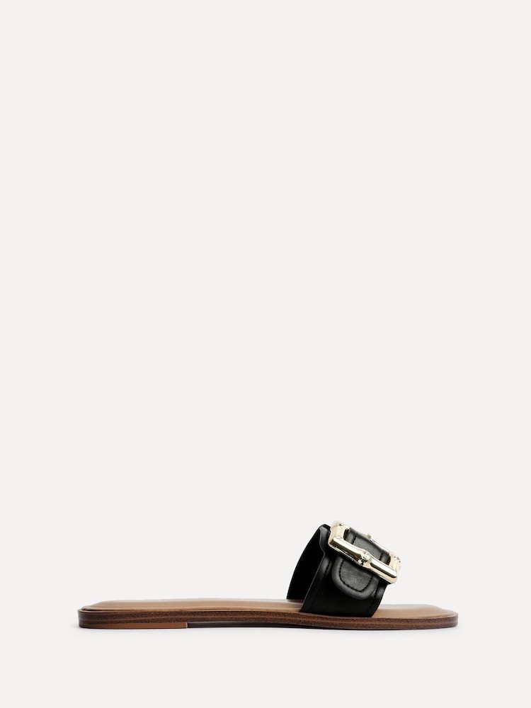 Linzi Black Tyla Flat Sandals With Buckle - Image 2 of 5