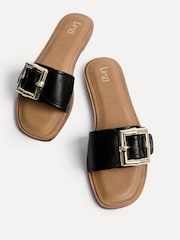 Linzi Black Tyla Flat Sandals With Buckle - Image 3 of 5
