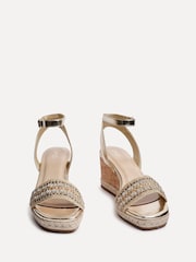Linzi Gold Ophelia Embellished Front Strap Wedges - Image 3 of 5