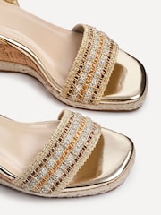 Linzi Gold Ophelia Embellished Front Strap Wedges - Image 5 of 5