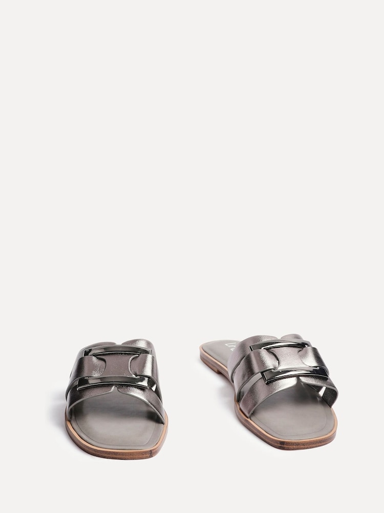 Linzi Silver Kenna Flat Sandals With Buckle - Image 6 of 6