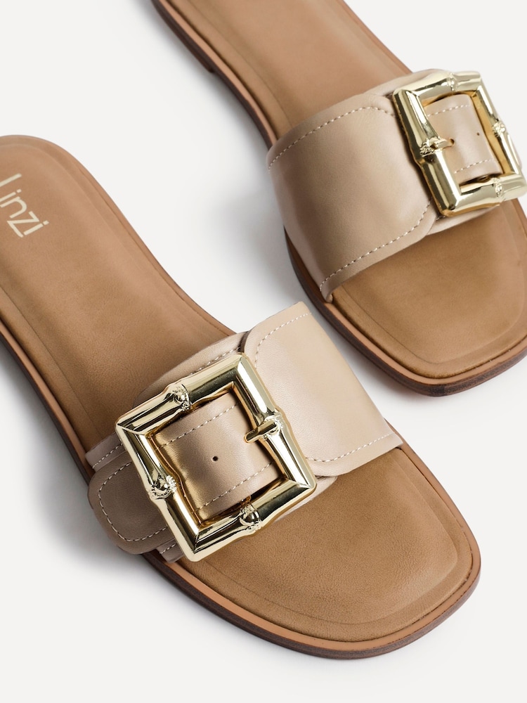 Linzi Natural Tyla Flat Sandals With Buckle - Image 5 of 6