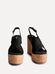 أسود - Linzi Santana Crossover Front Strap High Wedge - صورة 3 من 5