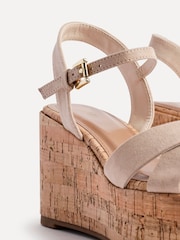Linzi Nude Vivid Cork Wedge Sandals With Crossover Straps - Image 5 of 6