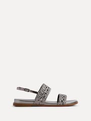 Linzi Silver Galia Handwoven Double Strap Flat Sandals - Image 2 of 5