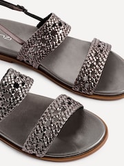 Linzi Silver Galia Handwoven Double Strap Flat Sandals - Image 4 of 5
