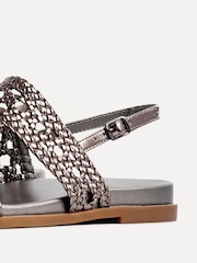 Linzi Silver Galia Handwoven Double Strap Flat Sandals - Image 5 of 5