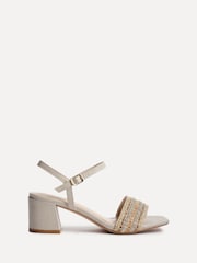 Blanco roto - Sandalias de tacón con ribete de strass tejidas Indie de Linzi - Imagen 2 de 5