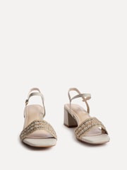 Blanco roto - Sandalias de tacón con ribete de strass tejidas Indie de Linzi - Imagen 3 de 5