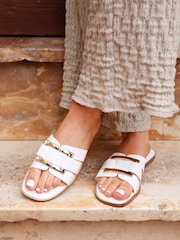 Linzi White Kenna Flat Sandals With Buckle - Image 2 of 6