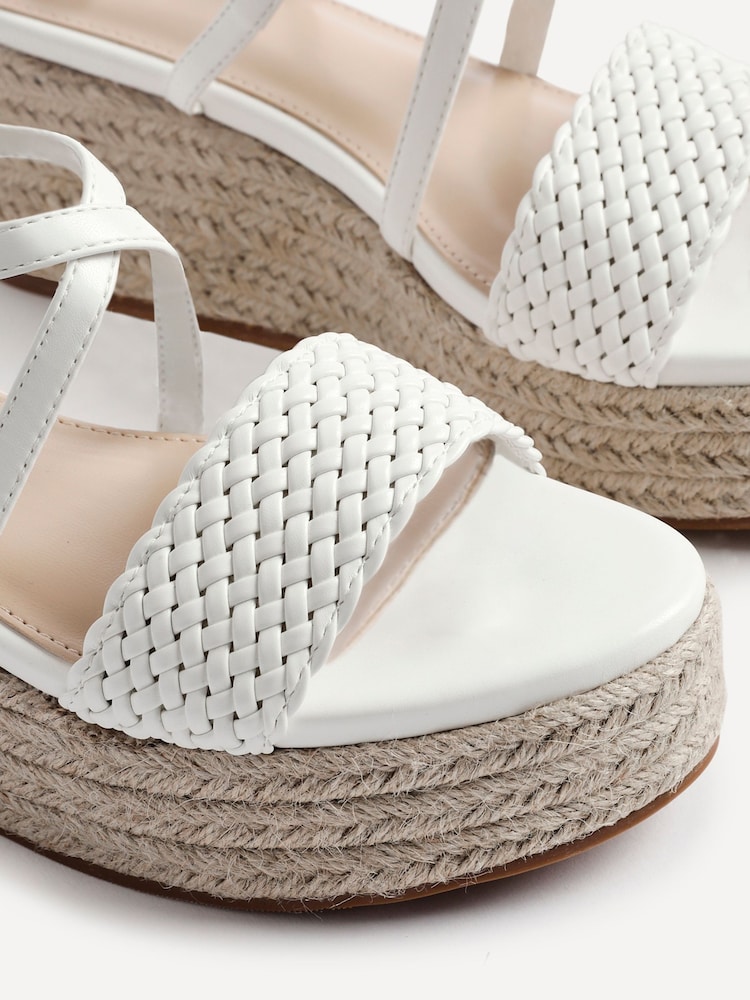 Linzi White Essy Weaved Wedge Sandals - Image 5 of 5