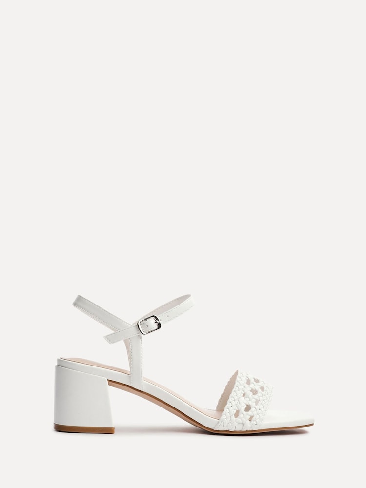 Linzi White Ruthie Handwoven Low Block Heeled Sandals - Image 2 of 5