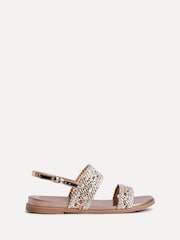 Linzi Gold Galia Handwoven Double Strap Flat Sandals - Image 2 of 5
