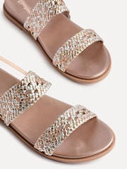 Linzi Gold Galia Handwoven Double Strap Flat Sandals - Image 4 of 5