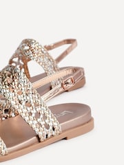 Linzi Gold Galia Handwoven Double Strap Flat Sandals - Image 5 of 5