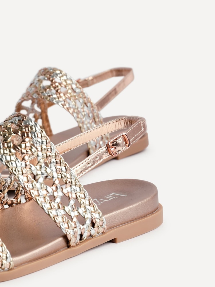 Linzi Gold Galia Handwoven Double Strap Flat Sandals - Image 5 of 5