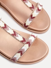 Linzi Rose Gold Sandie T-Bar Embellished Flat Sandals - Image 4 of 5