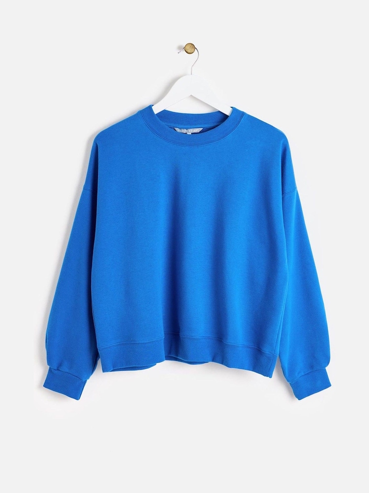 Oliver Bonas Blue Drop Shoulder Sweatshirt - Image 1 of 6 Oliver Bonas Blue Drop Shoulder Sweatshirt - Image 1 of 6