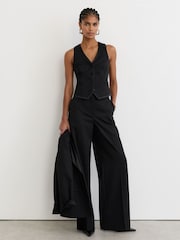 Reiss Black Dakota Wool-Blend Tailored Tuxedo Waistcoat - Image 3 of 6