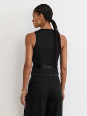 Reiss Black Dakota Wool-Blend Tailored Tuxedo Waistcoat - Image 5 of 6
