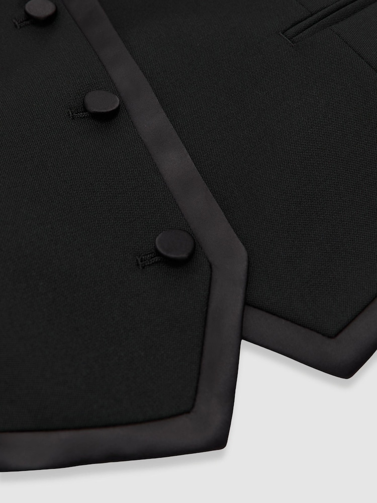 Reiss Black Dakota Wool-Blend Tailored Tuxedo Waistcoat - Image 6 of 6 Reiss Black Dakota Wool-Blend Tailored Tuxedo Waistcoat - Image 6 of 6