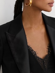 Reiss Black Dakota Petite Wool-Blend Single-Breasted Tuxedo Blazer - Image 6 of 9