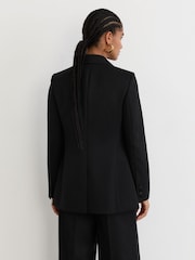 Reiss Black Dakota Petite Wool-Blend Single-Breasted Tuxedo Blazer - Image 7 of 9
