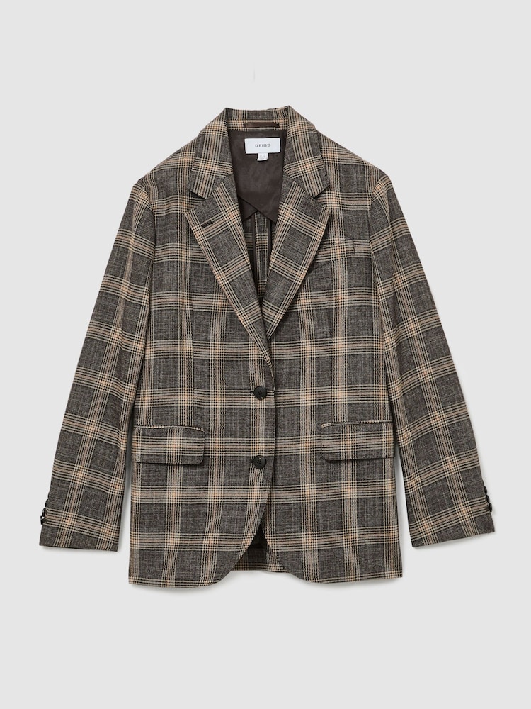 Reiss Sandor Check Wool Check Relaxed Single-Breasted Blazer - תמונה 2 מתוך 8 Reiss Sandor Check Wool Check Relaxed Single-Breasted Blazer - תמונה 2 מתוך 8