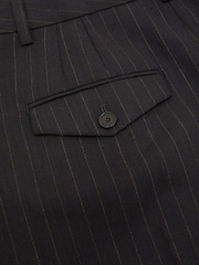 Reiss Navy Beck Petite Wool Pinstripe Wide-Leg Suit Trousers - Image 9 of 10
