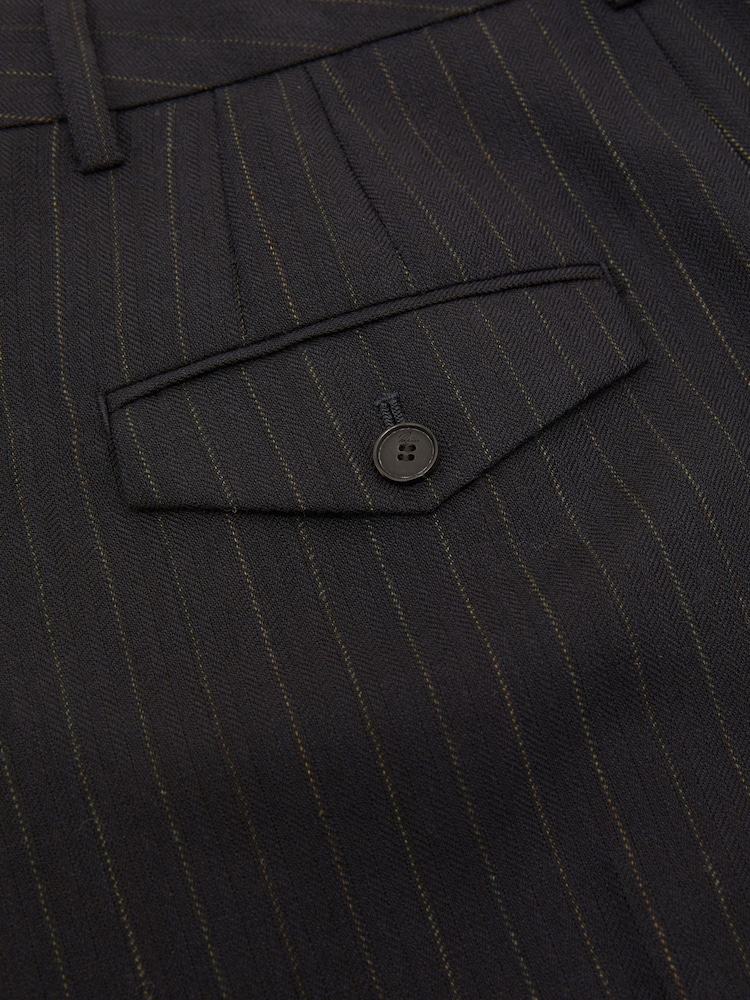 Reiss Navy Beck Wool Pinstripe Wide-Leg Suit Trousers - Image 9 of 9 Reiss Navy Beck Wool Pinstripe Wide-Leg Suit Trousers - Image 9 of 9