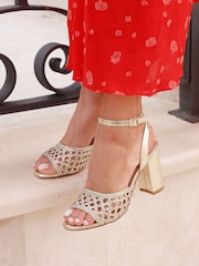 Linzi Gold Bridget Handwoven Block Heeled Sandals - Image 1 of 5
