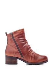 Moda in Pelle Onika Rouched Leather Ankle Boots - Image 1 of 4