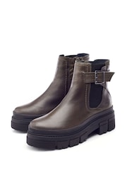 Moda in Pelle Oller Buckle Strap Chunky Leather Chelsea Boots - Image 2 of 4