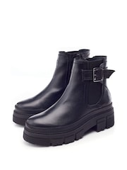 Moda in Pelle Oller Buckle Strap Chunky Leather Chelsea Boots - Image 2 of 4