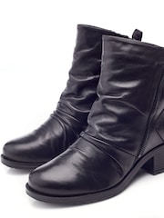 Moda in Pelle Onika Rouched Leather Ankle Boots - Image 2 of 4