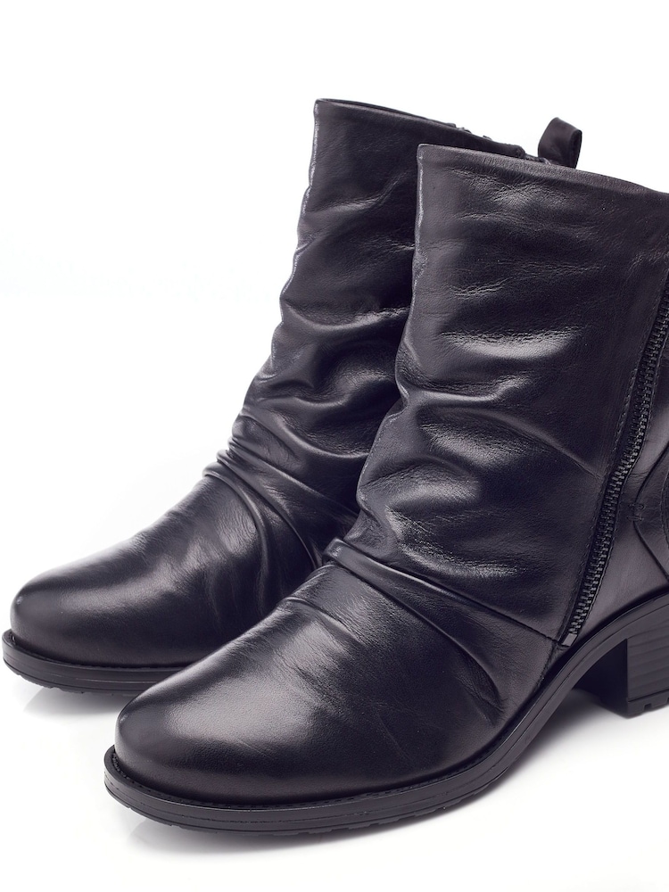 Moda in Pelle Onika Rouched Leather Ankle Boots - Image 2 of 4