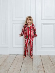 Chelsea Peers Red Kids Christmas Santa Stripe Print Long Pyjama Set - Image 1 of 1