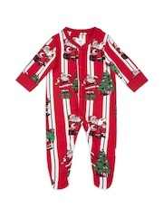 Chelsea Peers Red Baby Christmas Santa Stripe Print Sleepsuit - Image 1 of 3