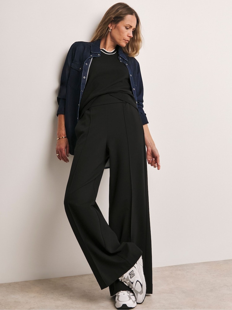 Anthology by JD Williams Black Ponte Pull-On Wide Leg Trousers - Image 1 of 4