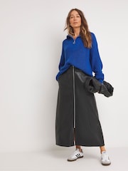 JD Williams Black A-Line Zip PU Leather Look Skirt - Image 1 of 4